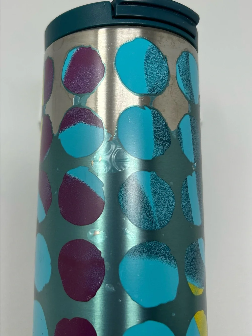Starbucks Teal Tumbler with Blue, Purple & Yellow Dots 16oz